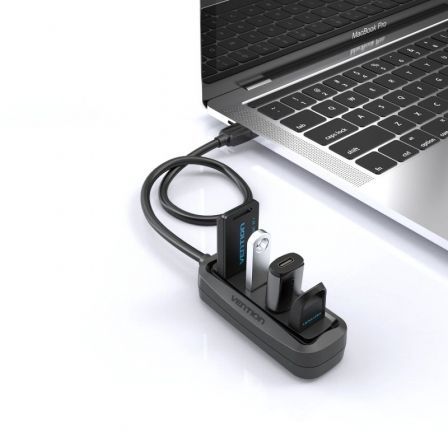 Vention Hub USB 2.0 VAS-J43-B100 con 4 puertos USB-A, 1m, Negro